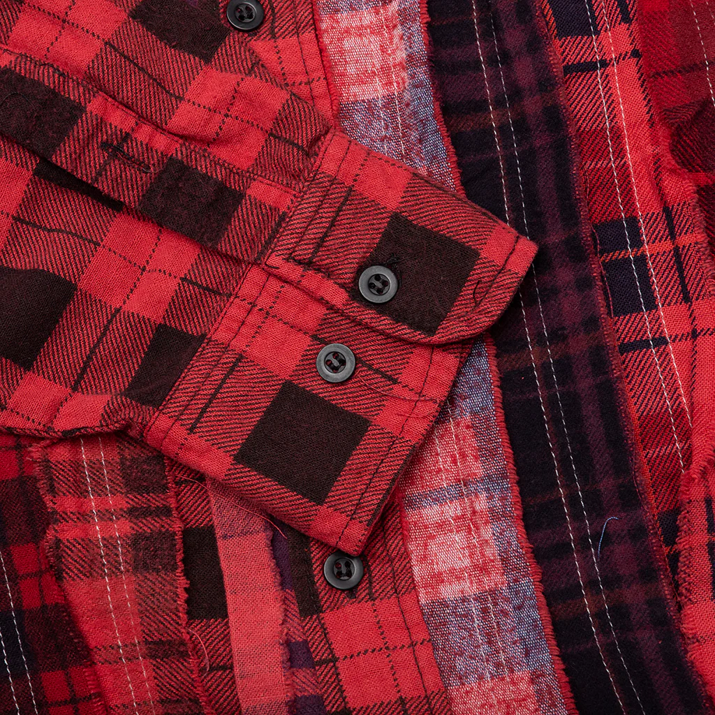 Over Dyed Ribbon Shirt - Red - Image 5