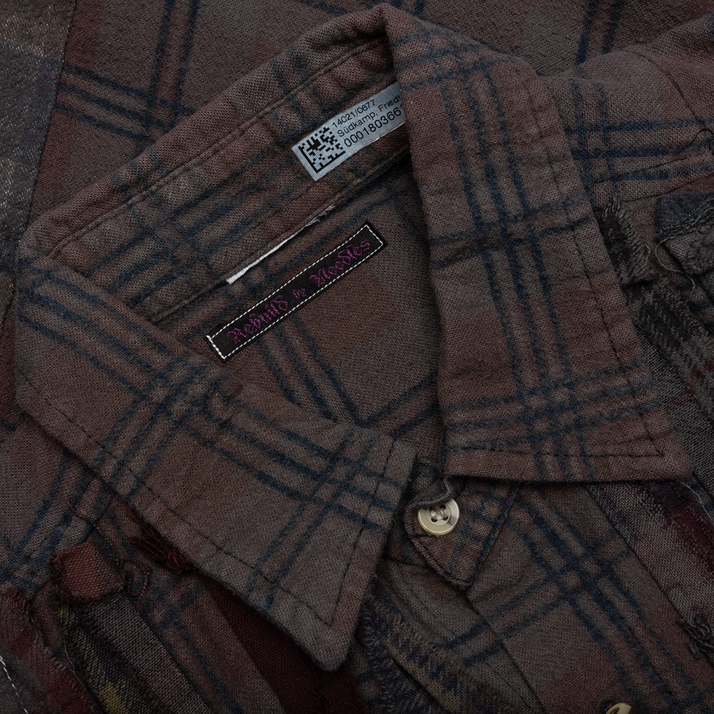 Over Dyed Ribbon Wide Shirt - Brown - Image 3