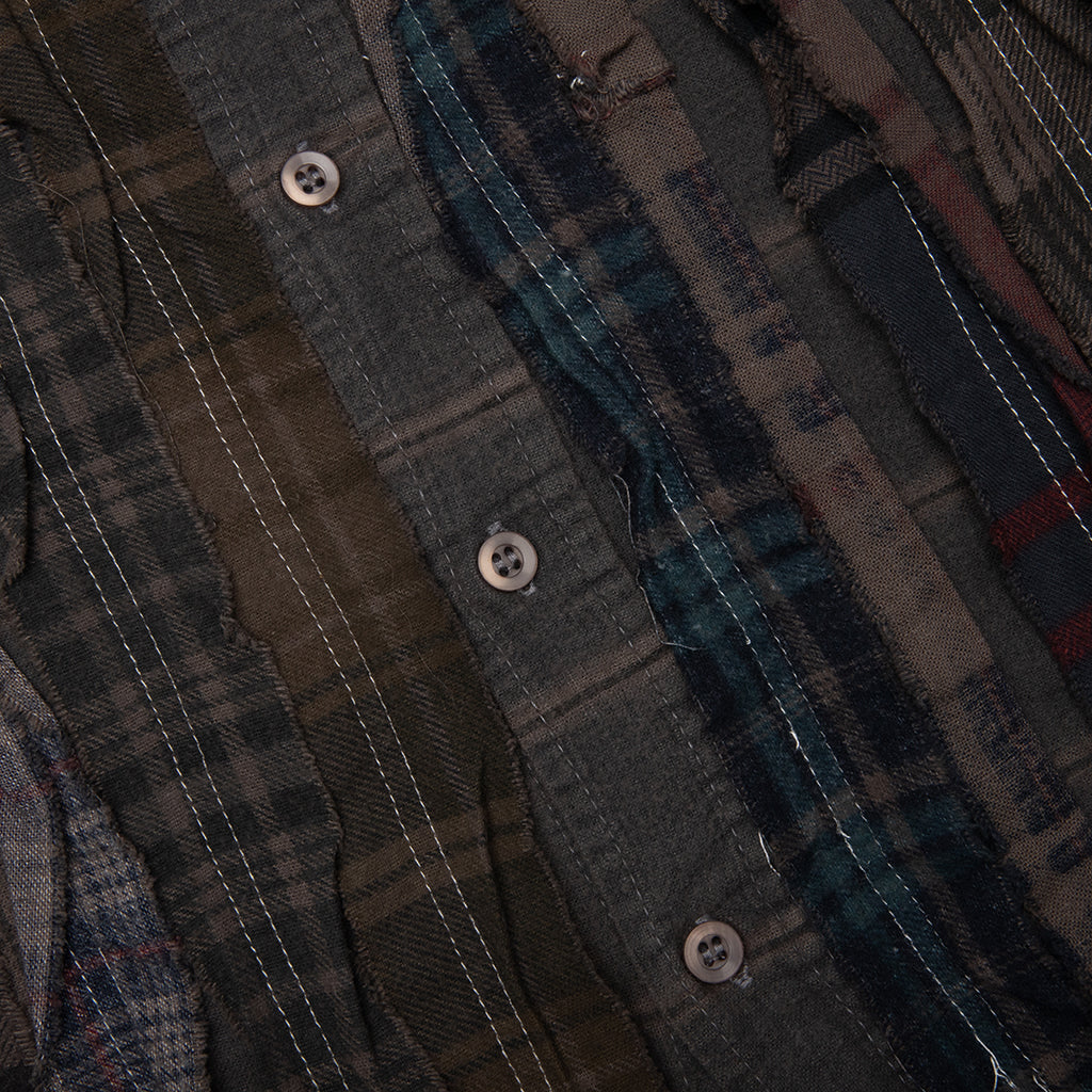 Over Dyed Ribbon Wide Shirt - Brown - Image 4
