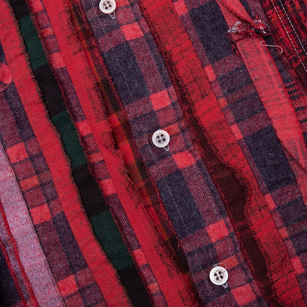 Over Dyed Ribbon Wide Shirt - Red - Image 4