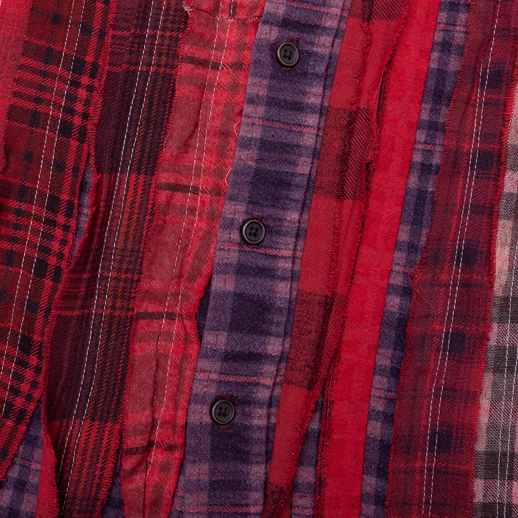 Over Dyed Ribbon Wide Shirt - Red - Image 4