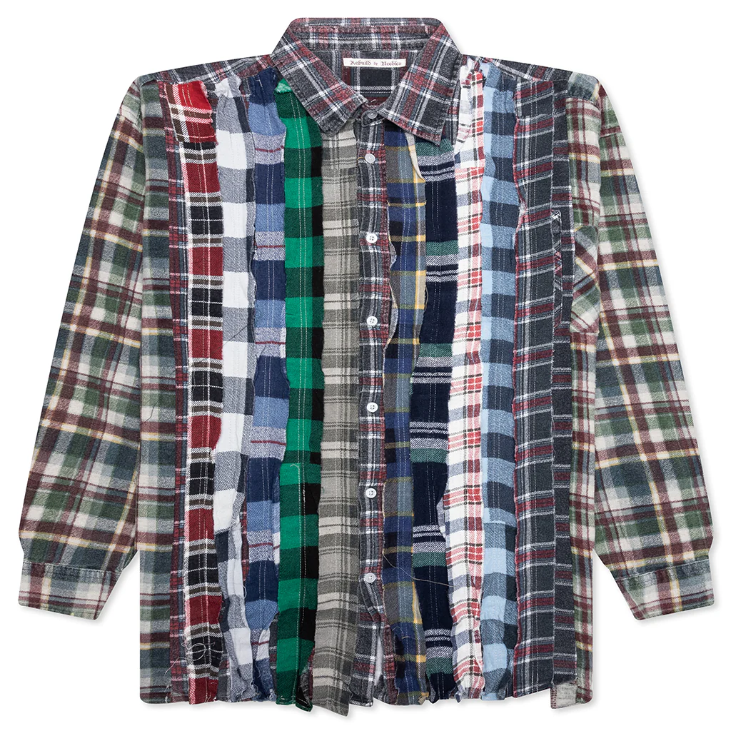 Ribbon Wide Flannel Shirt - Assorted