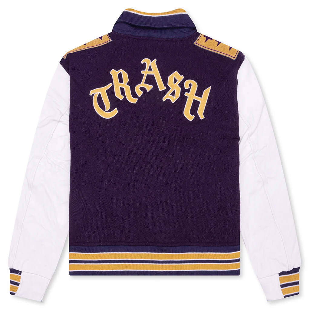 Wool Melton Lettered Jacket - Purple - Image 2