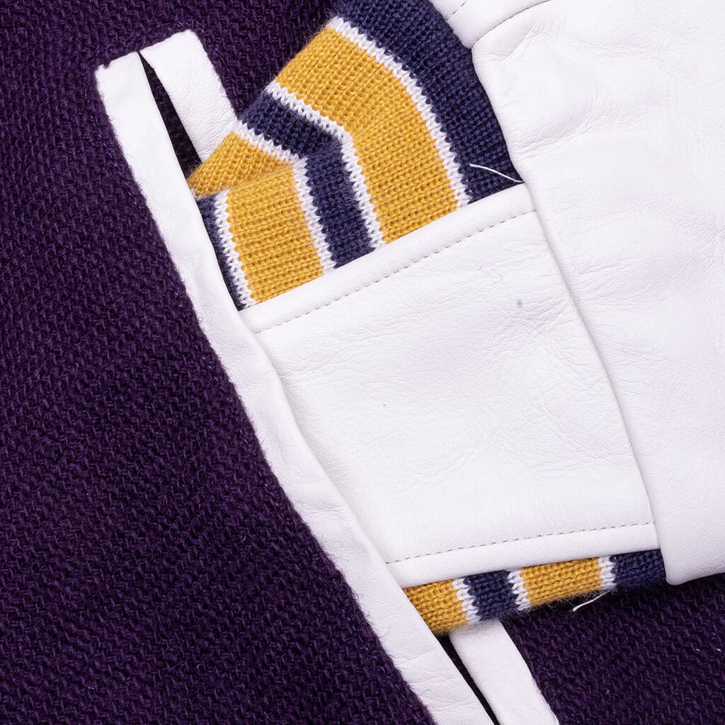 Wool Melton Lettered Jacket - Purple - Image 5
