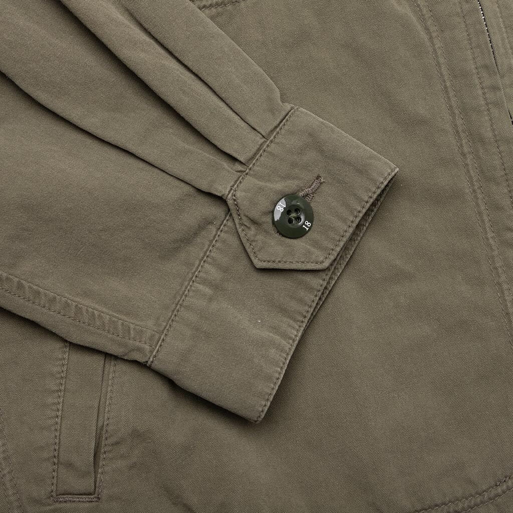 Washed Zip Work Jacket - Olive Drab - Image 6