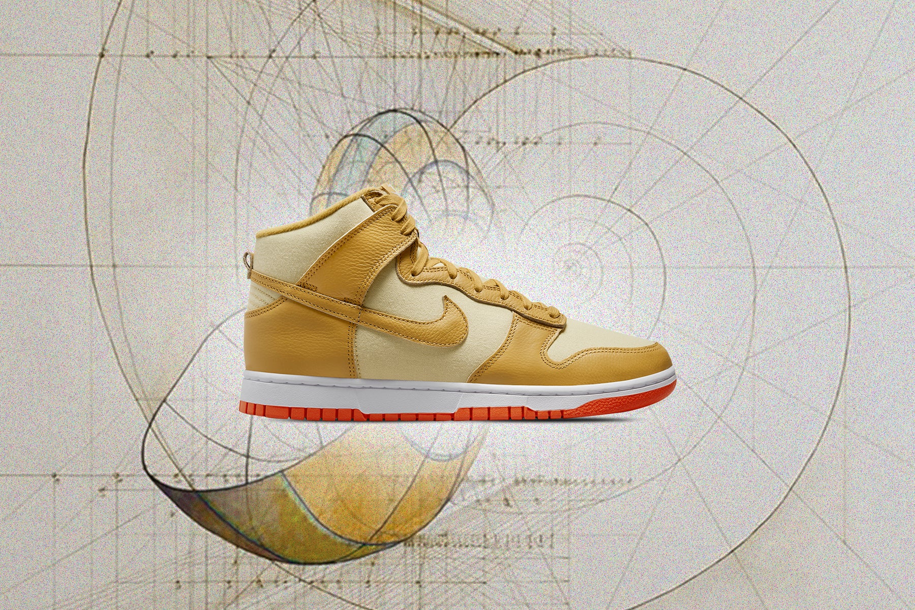 Dunk High Wheat Gold and Safety Orange - Team Gold/Wheat Gold - Image 5