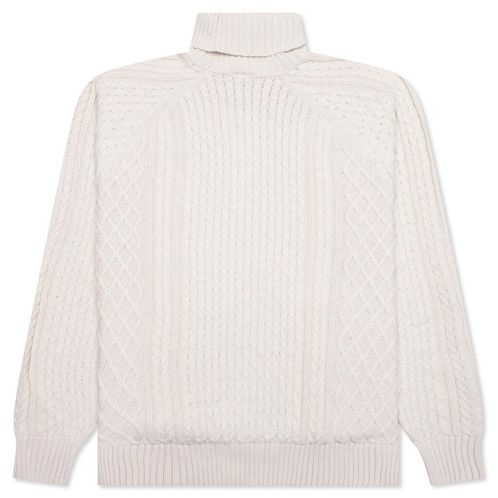 Nike Life Cable Knit Turtleneck Sweater - Light Bone - Image 2