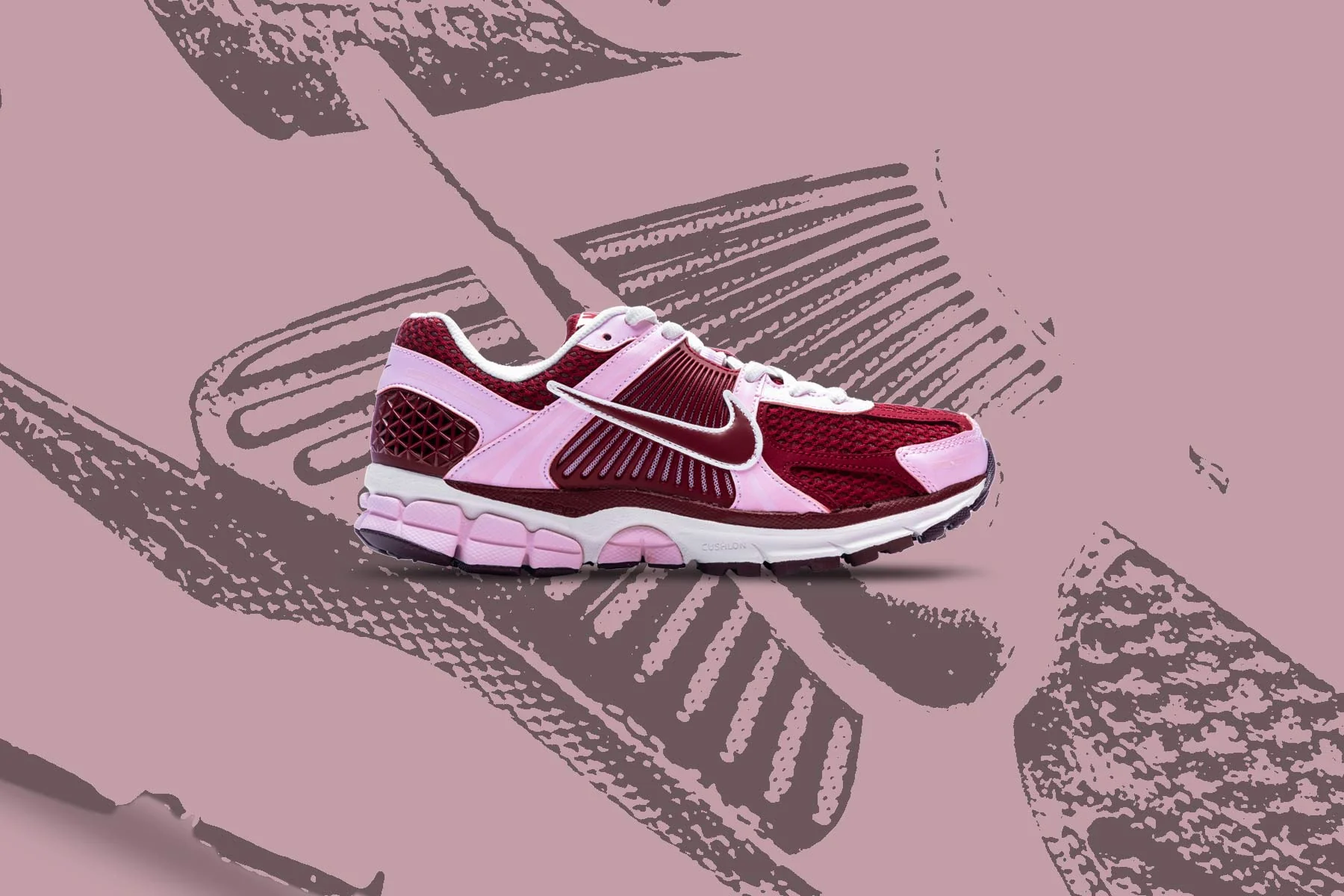 Women's Zoom Vomero 5 - Pink Foam /Team Red/Burgundy Crush - Image 5