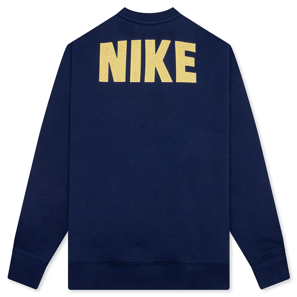 Nike x Stranger Things Fleece Crew - Midnight Navy/Soft Yellow - Image 2