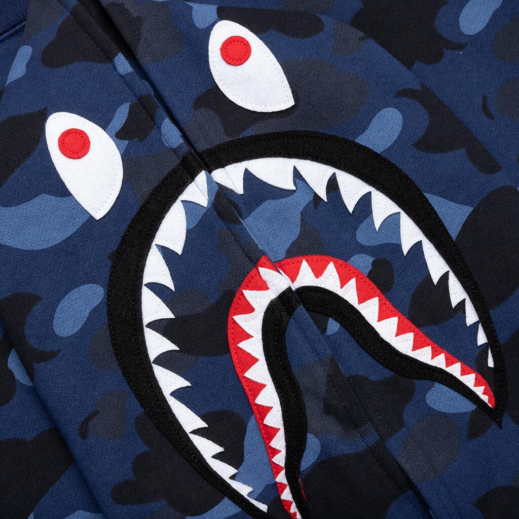 Color Camo Shark Pullover Hoodie - Navy - Image 3