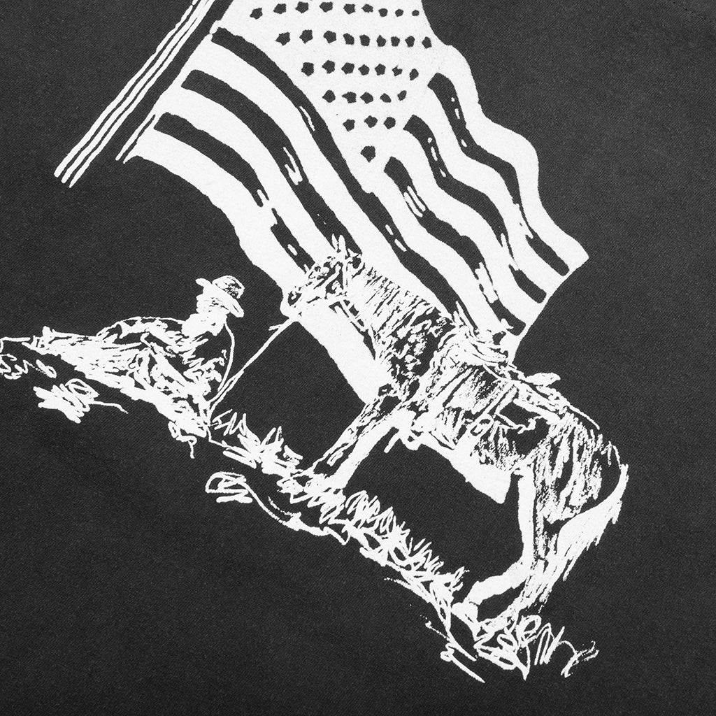 American Flag Cowboy Long Sleeve Tee - Washed Black - Image 4