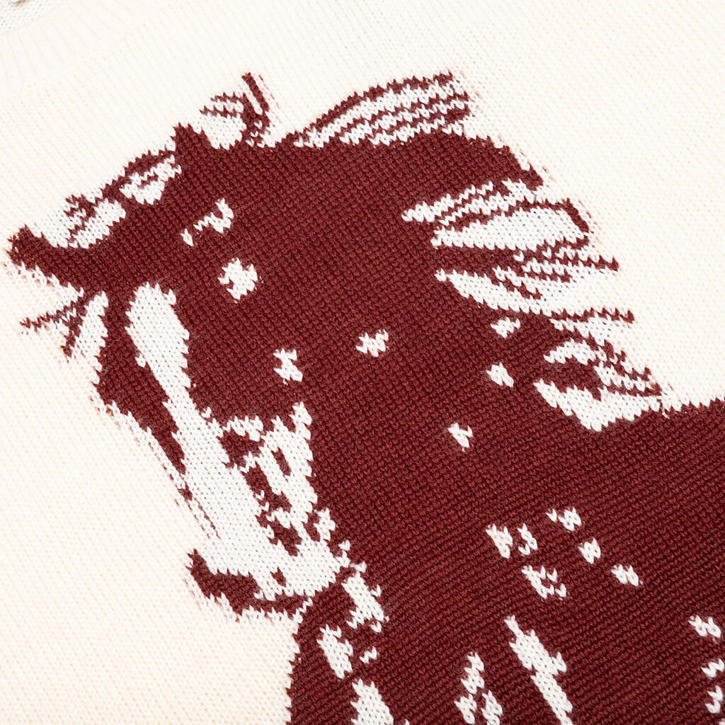 Running Horse Knit Sweater - Oatmeal - Image 3