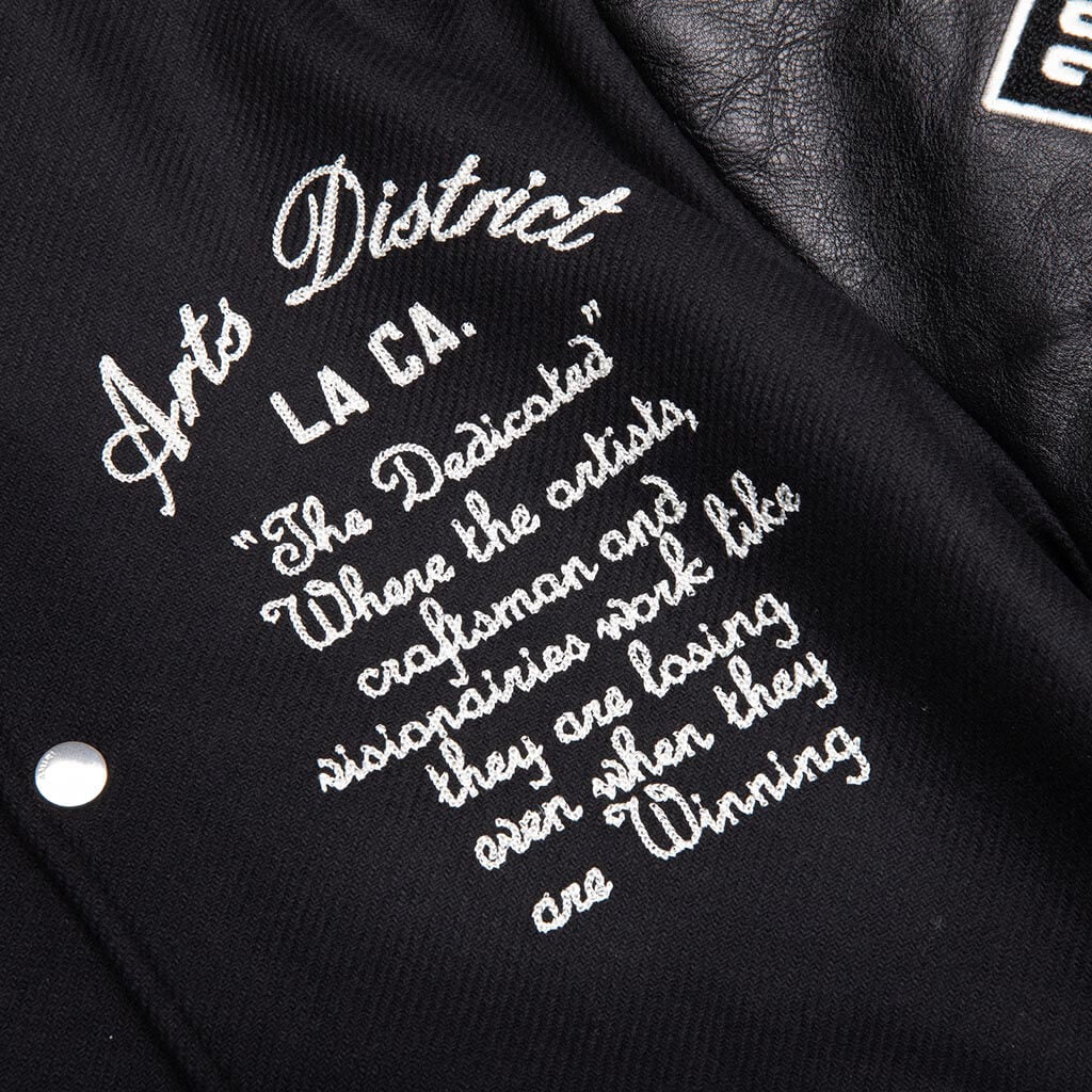 Oversized Eagle Varsity Jacket - Black - Image 3