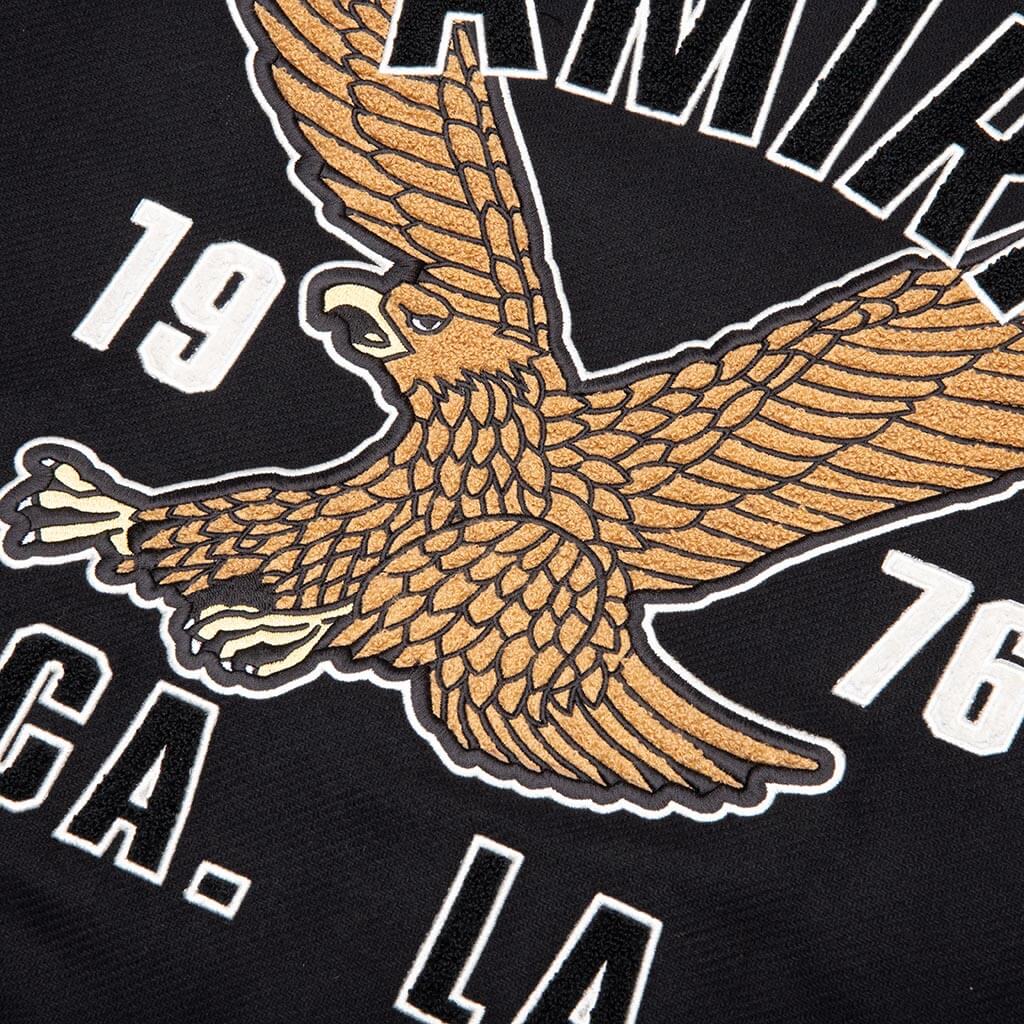Oversized Eagle Varsity Jacket - Black - Image 4