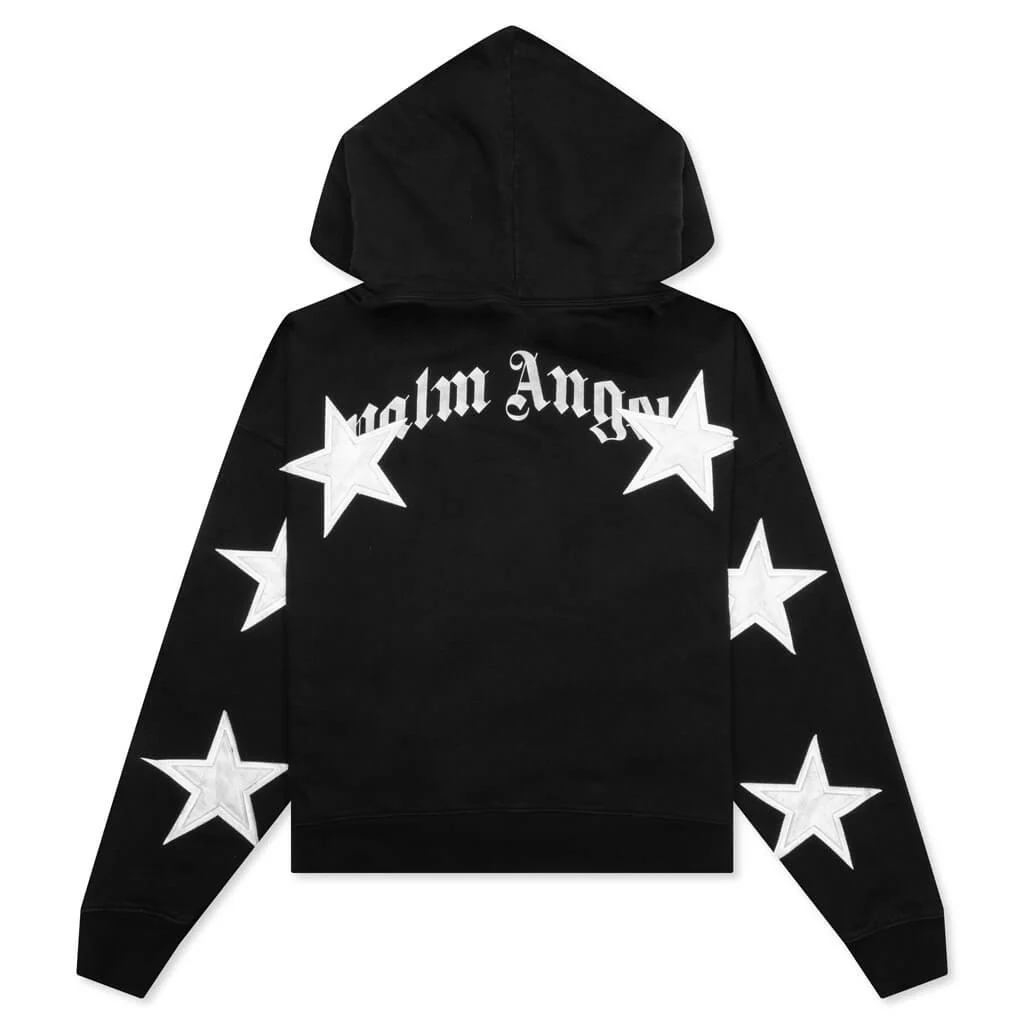 Patched Stars Vintage Hoodie - Black/White - Image 2