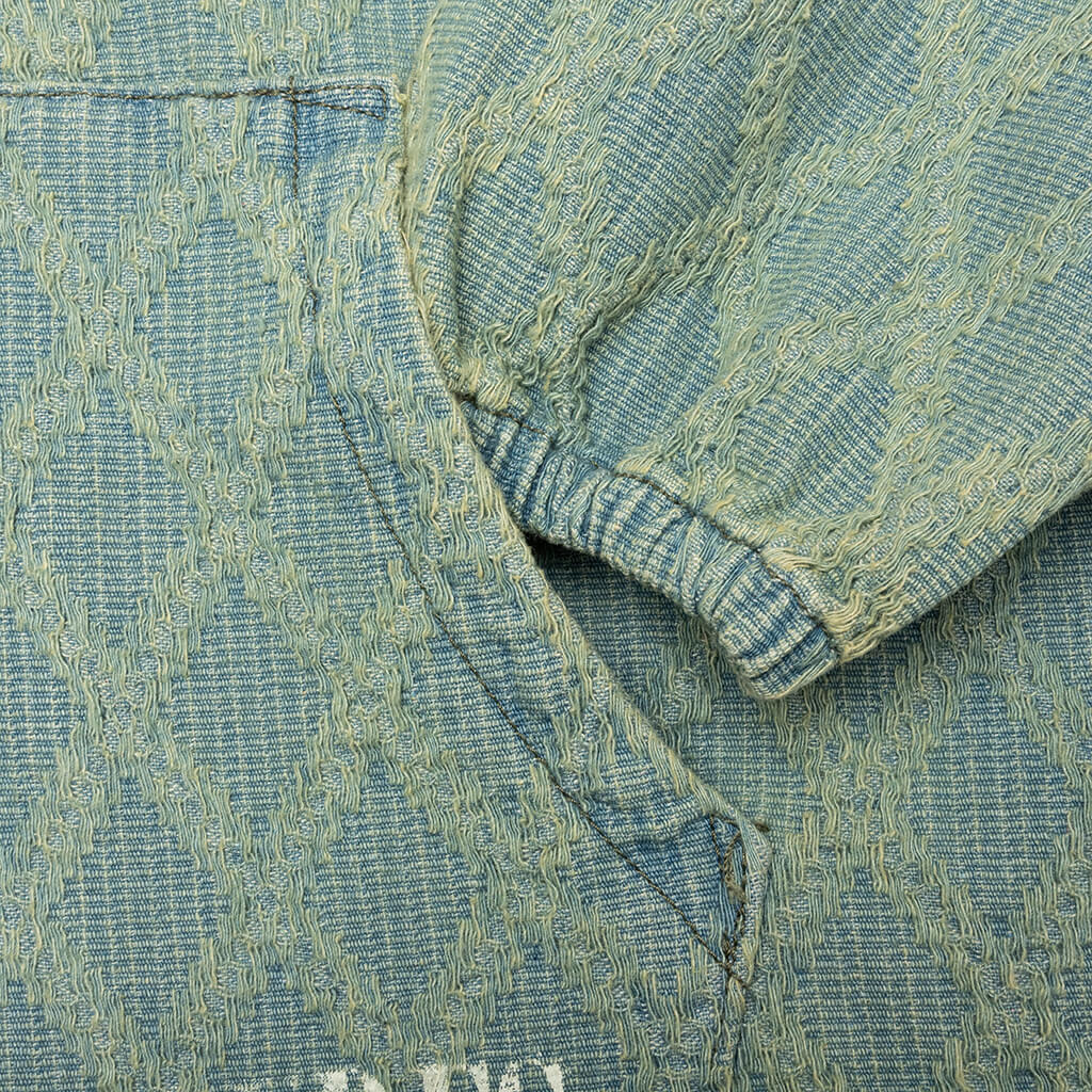 Diamond Jacquard Zip Hoodie - Light Indigo - Image 3