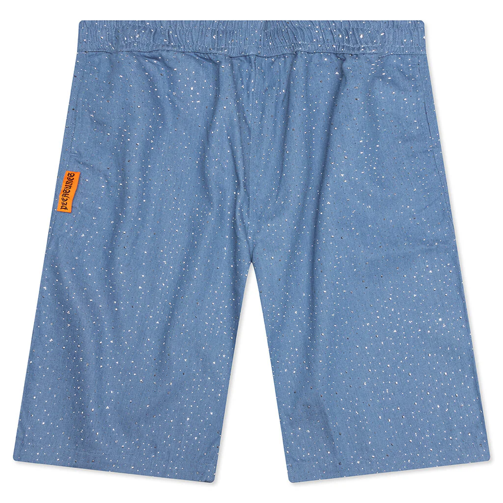 Glitter Baggy Denim Shorts - Light Indigo