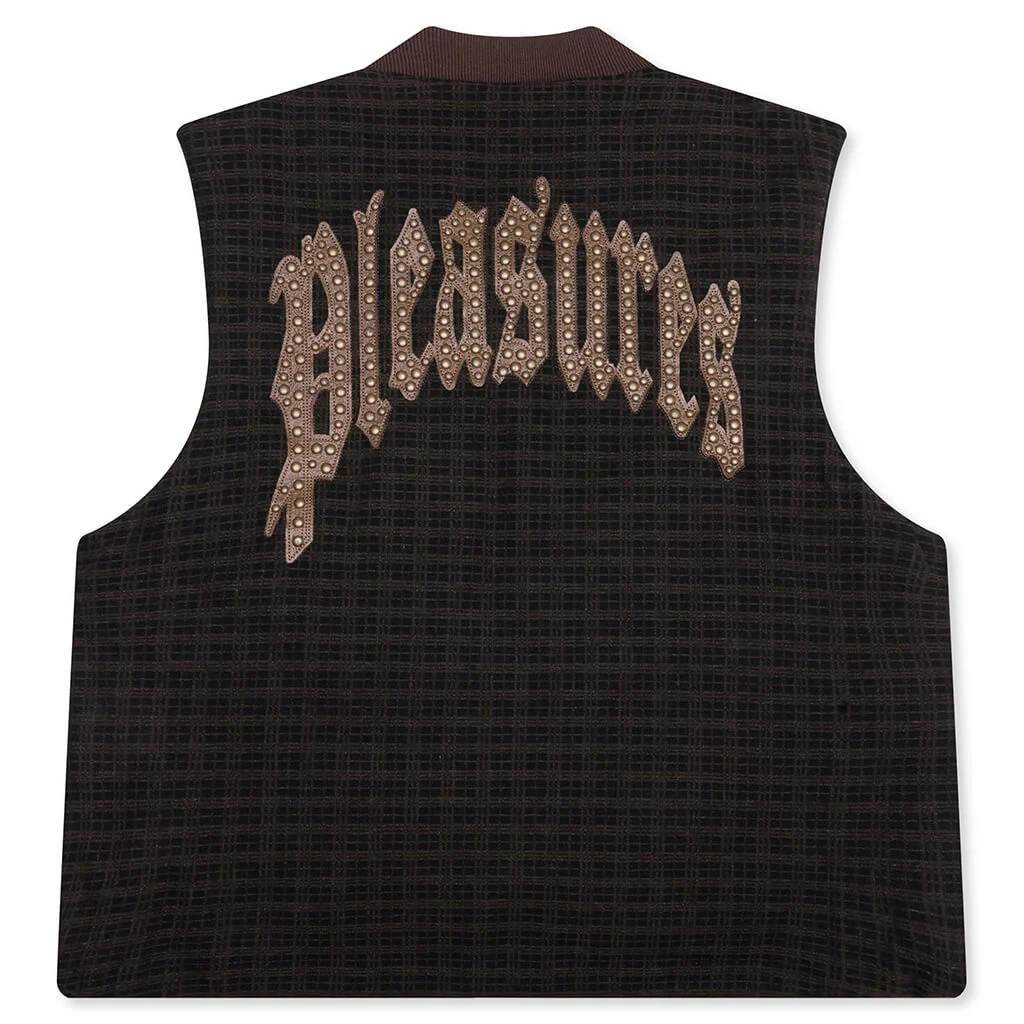 Horns Denim Vest - Brown Plaid - Image 2