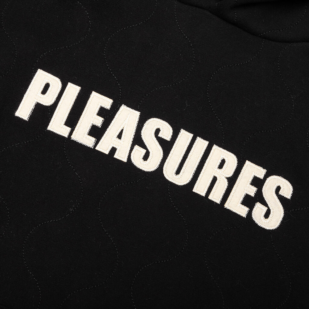 Wave Quilted Hoodie - Black - Image 3