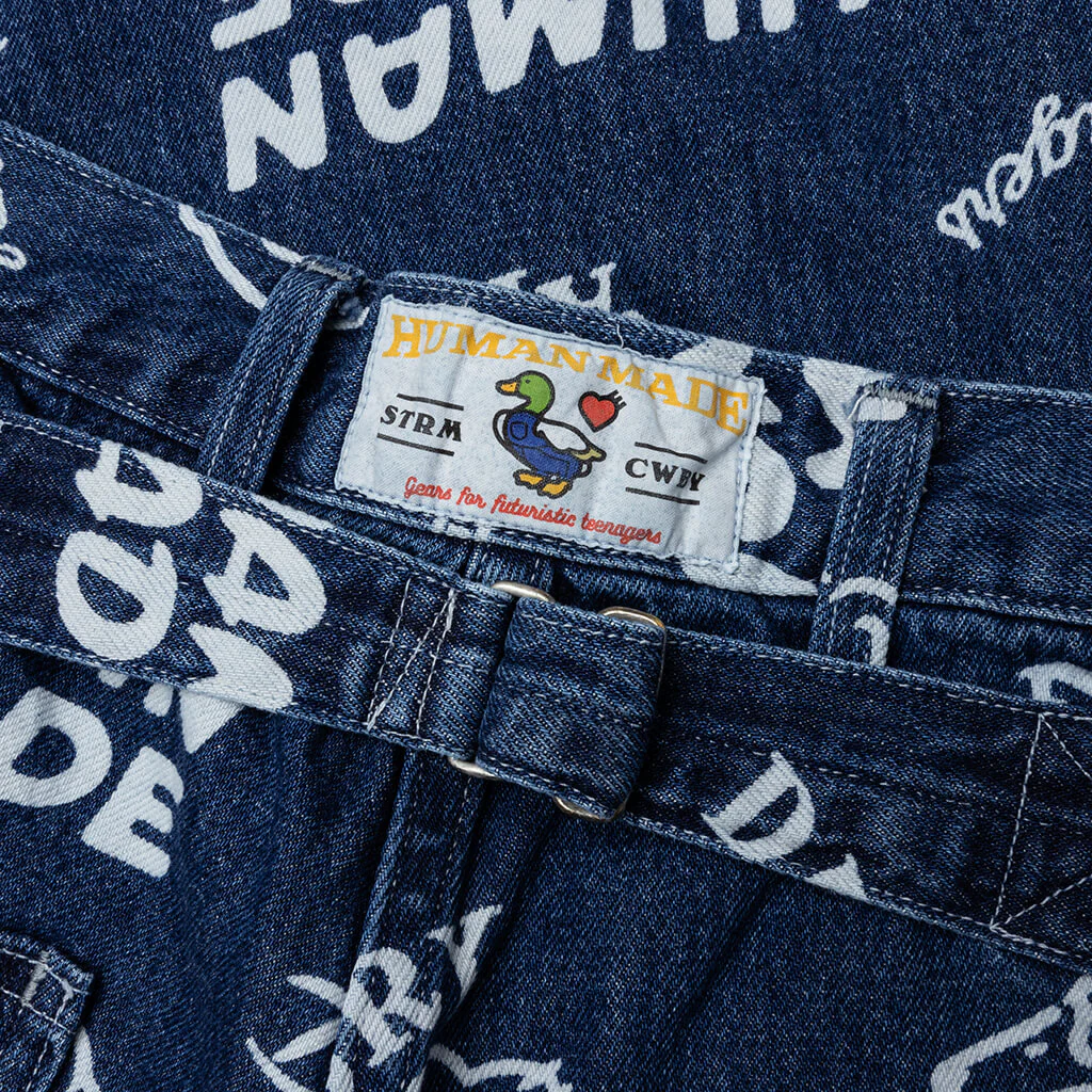 Printed Denim Baggy Jeans - Indigo - Image 3
