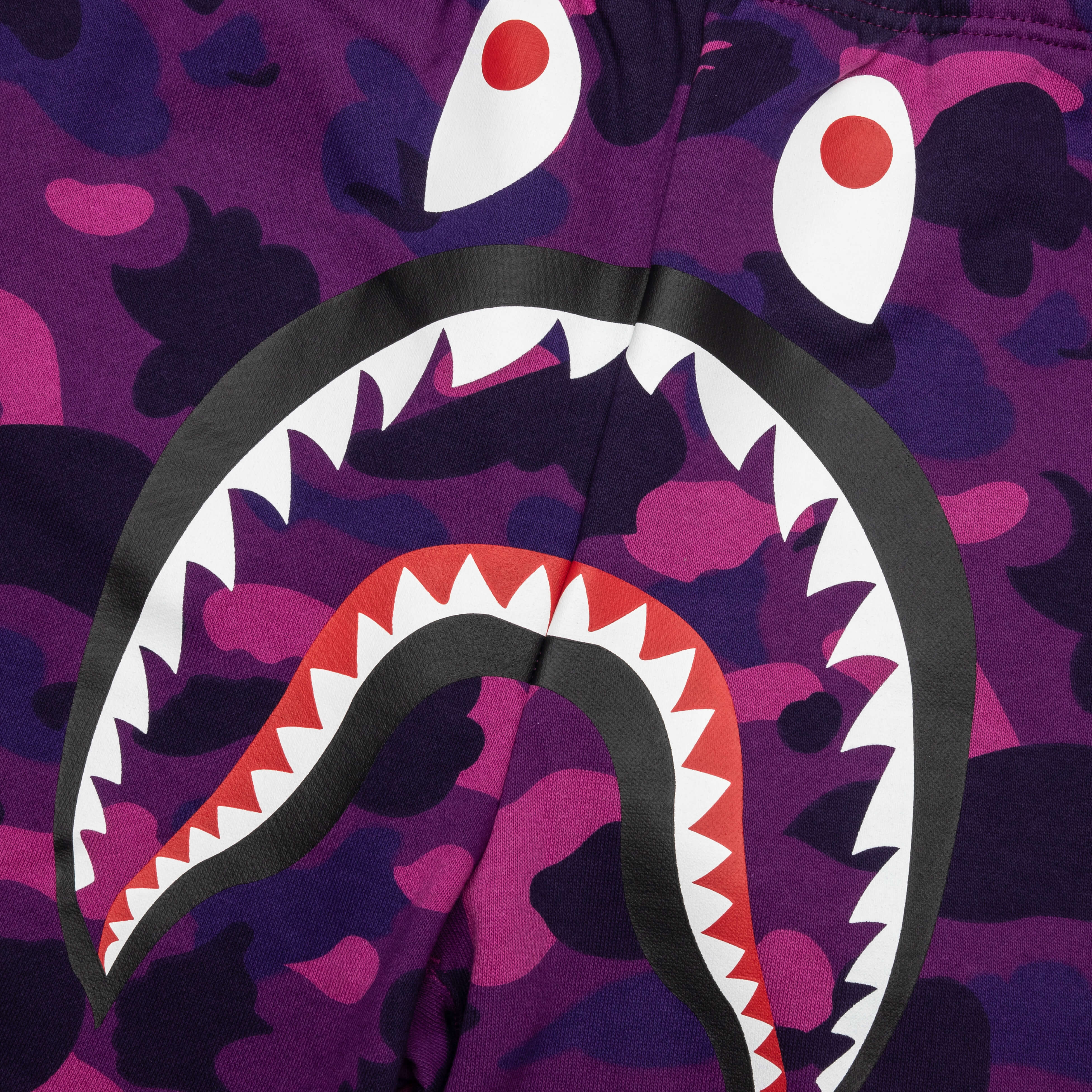 Color Camo Shark Sweat Shorts - Purple - Image 3