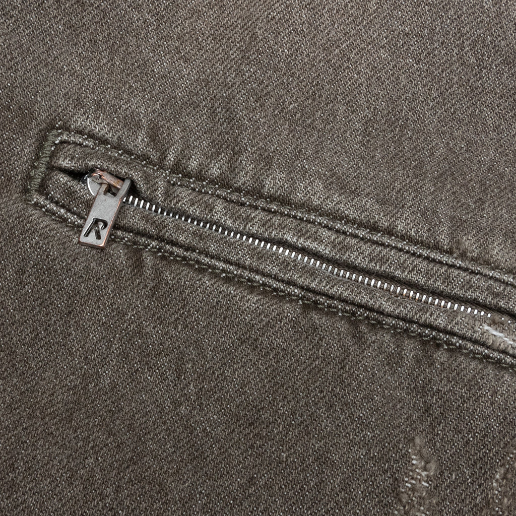 Collared Denim Jacket - Washed Olive - Image 3