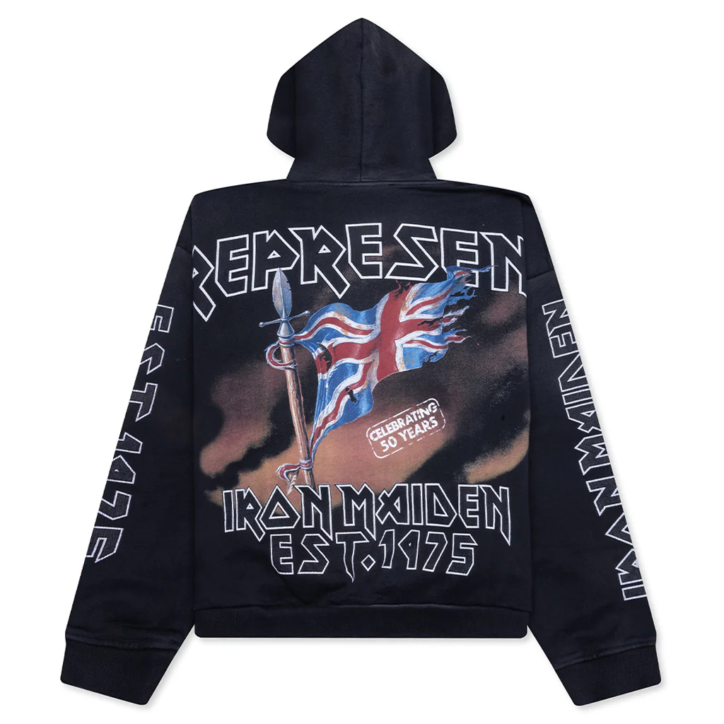 Iron Maiden Steed Hoodie - Stained Black - Image 2