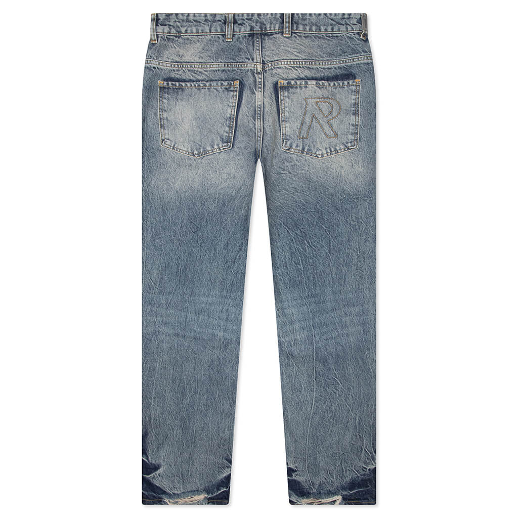 R3 Distressed Baggy Denim - Blue/Cream - Image 2