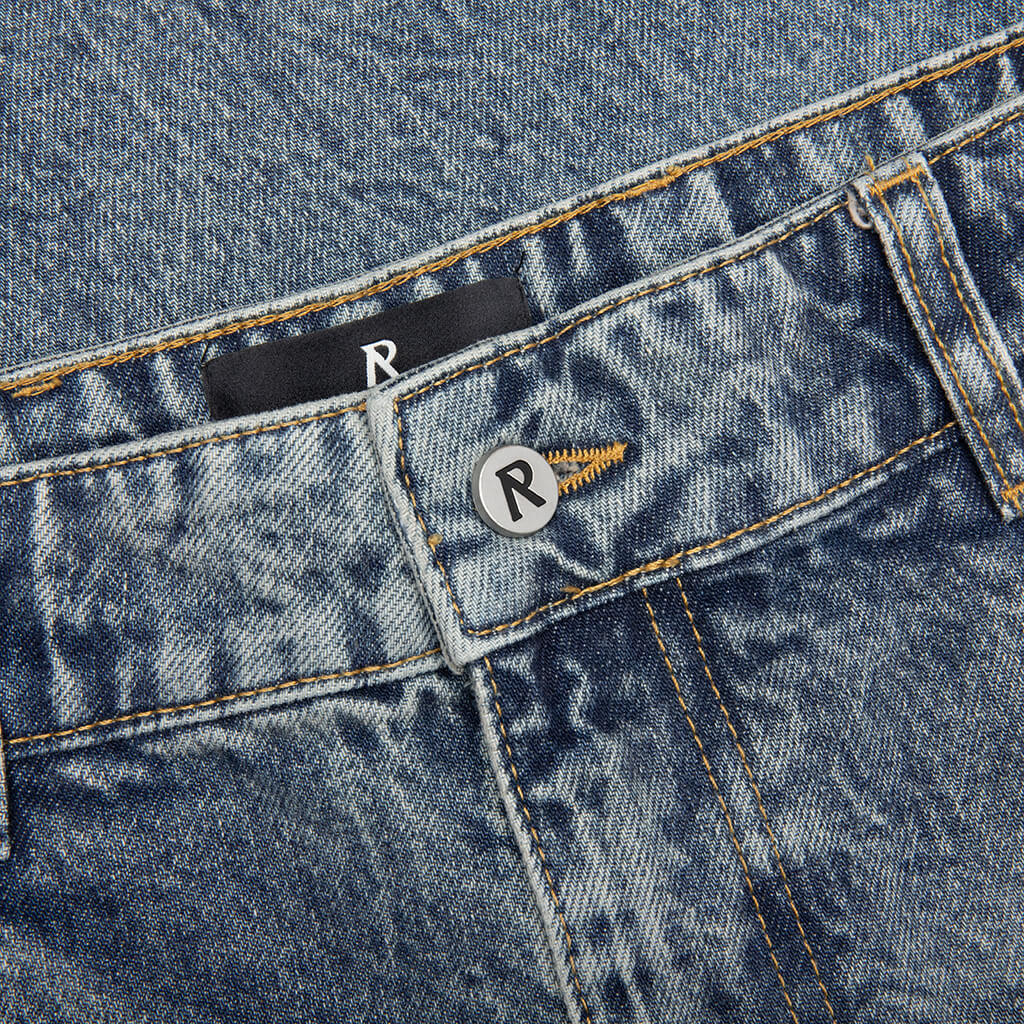 R3 Distressed Baggy Denim - Blue/Cream - Image 3