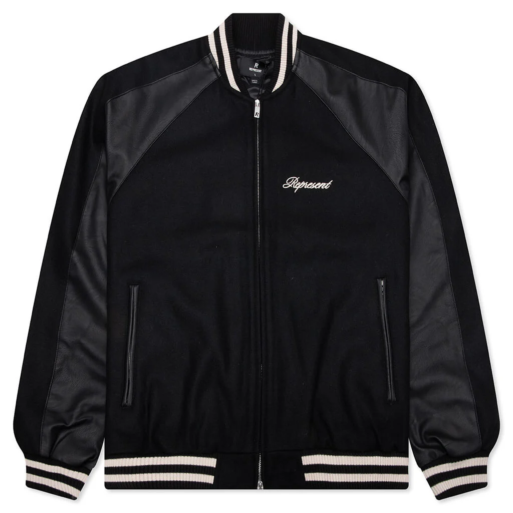 Raglan Varsity Jacket - Black