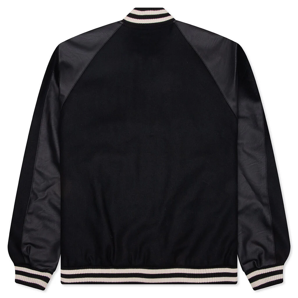 Raglan Varsity Jacket - Black - Image 2