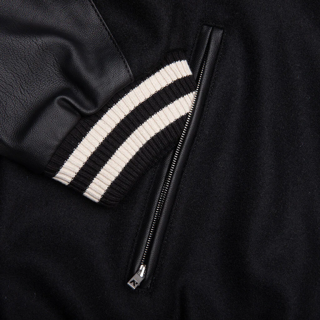 Raglan Varsity Jacket - Black - Image 5