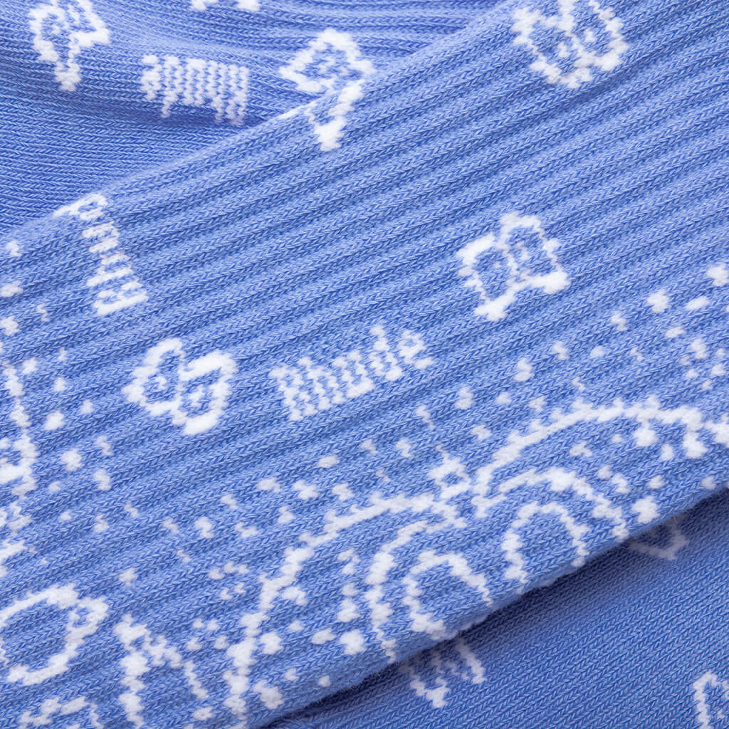 Bandana Jacquard Sock - Sky Blue/White - Image 2
