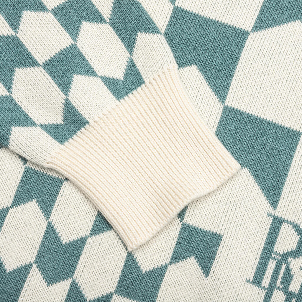 Cashmere Racing Crewneck - Ivory/Spa - Image 4