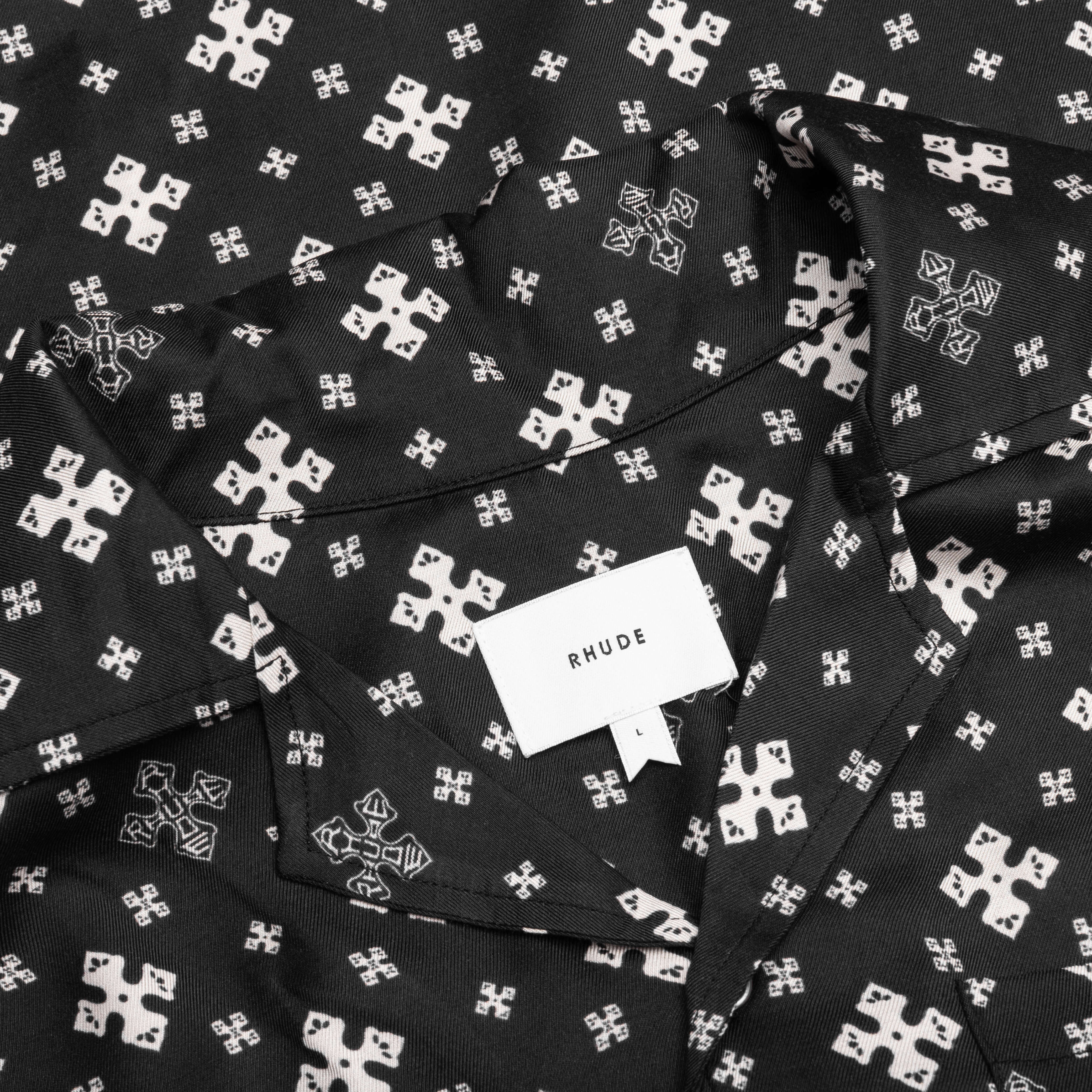 Cross Bandana Rayon Shirt - Black/White - Image 3