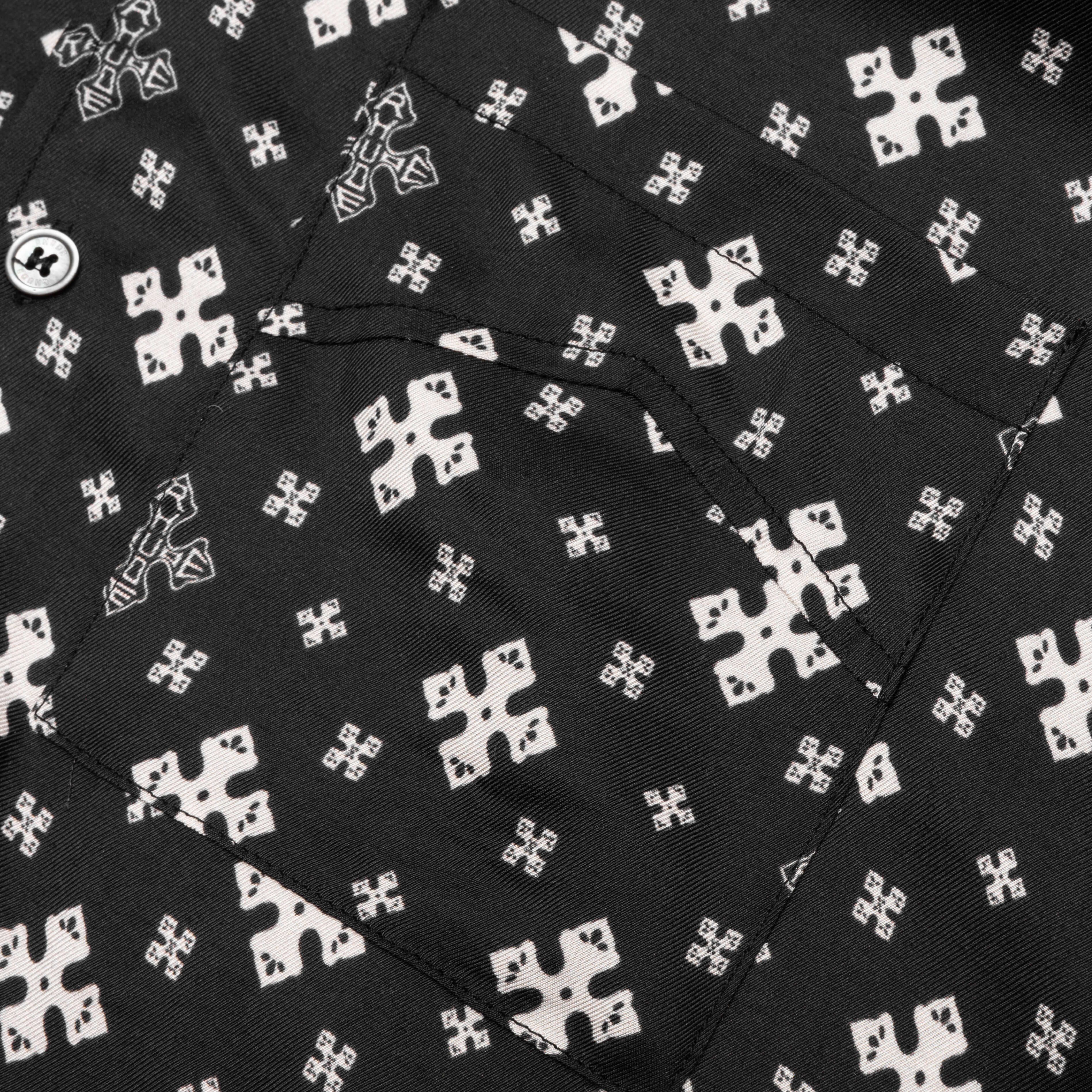 Cross Bandana Rayon Shirt - Black/White - Image 4