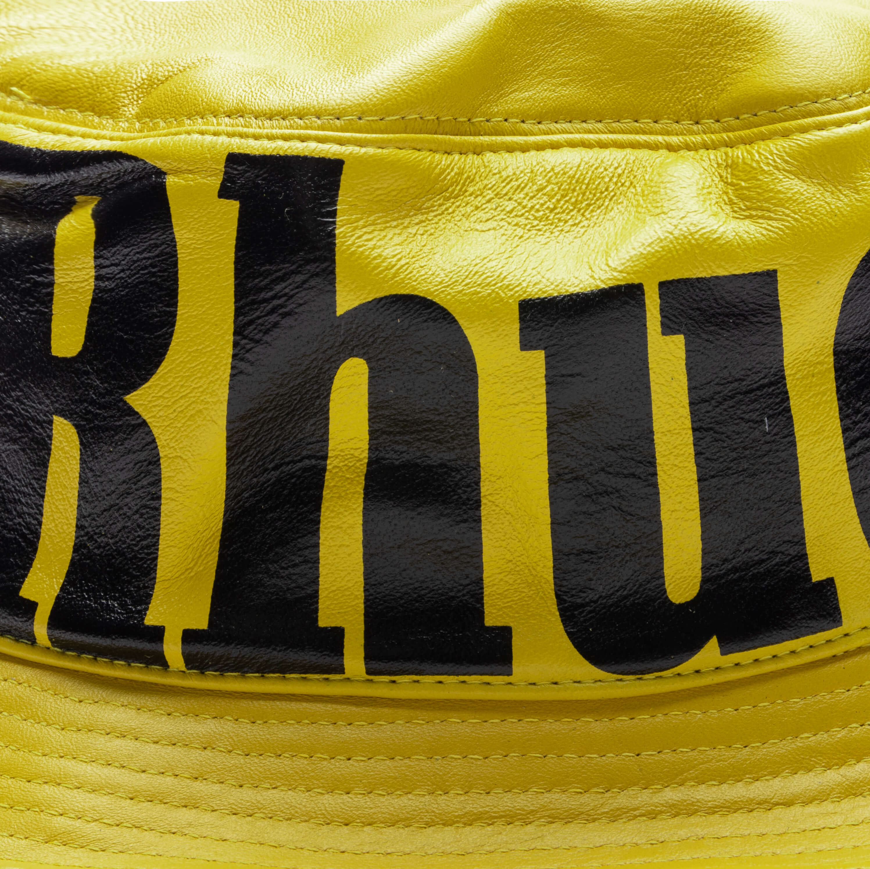 Logo Leather Bucket Hat - Mustard - Image 2