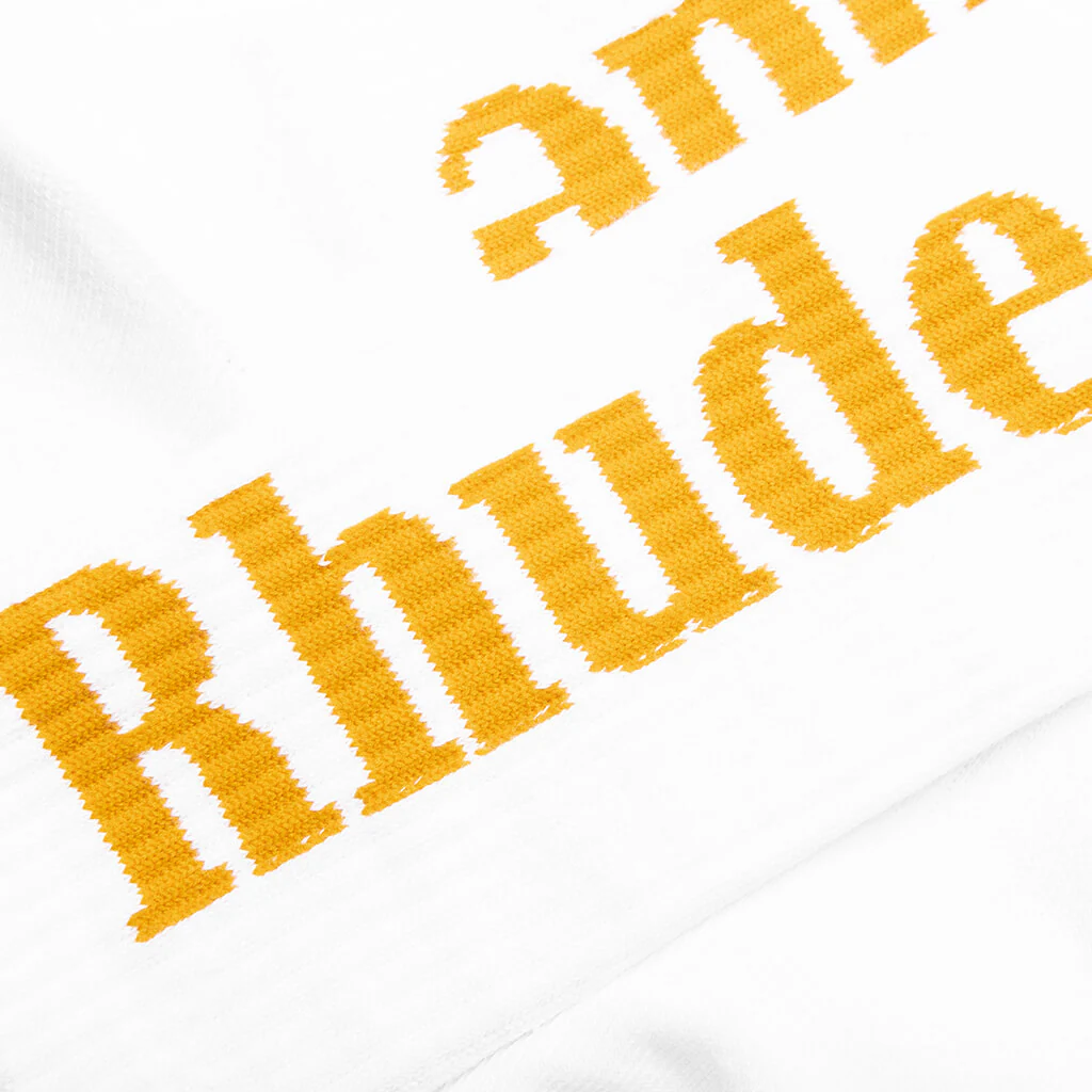 Logo Sock - White/Mustard - Image 2
