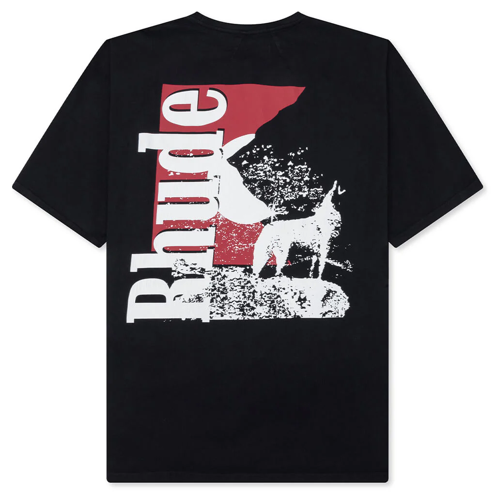 Moonlight Wolf Pocket Tee - Vintage Black/White/Red - Image 2