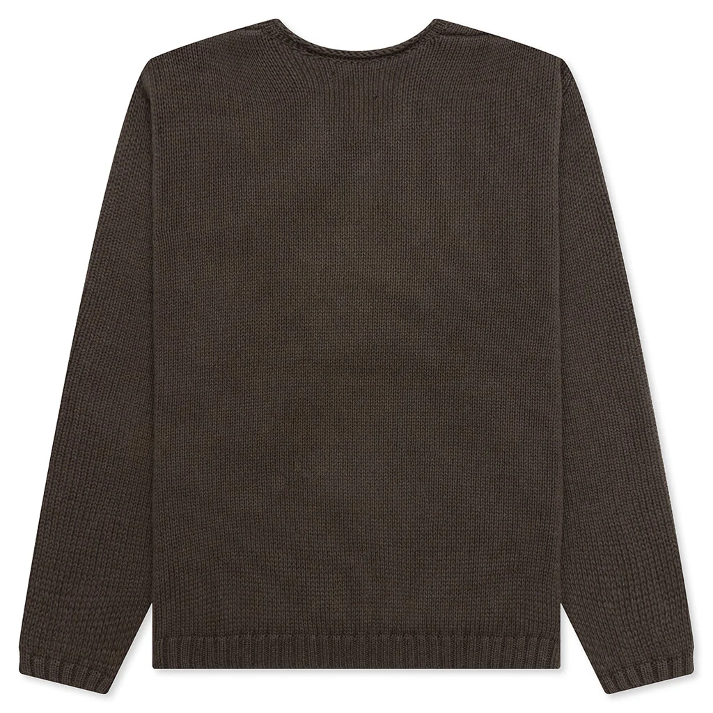 Roll V-Neck Logo Sweater - Brown - Image 2