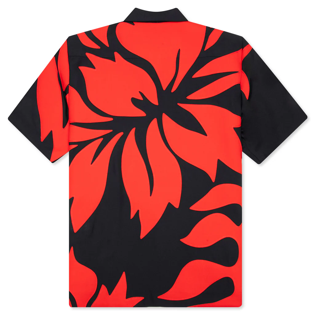 Floral Embroidered Patch Suiting Shirt - Navy/Red - Image 2