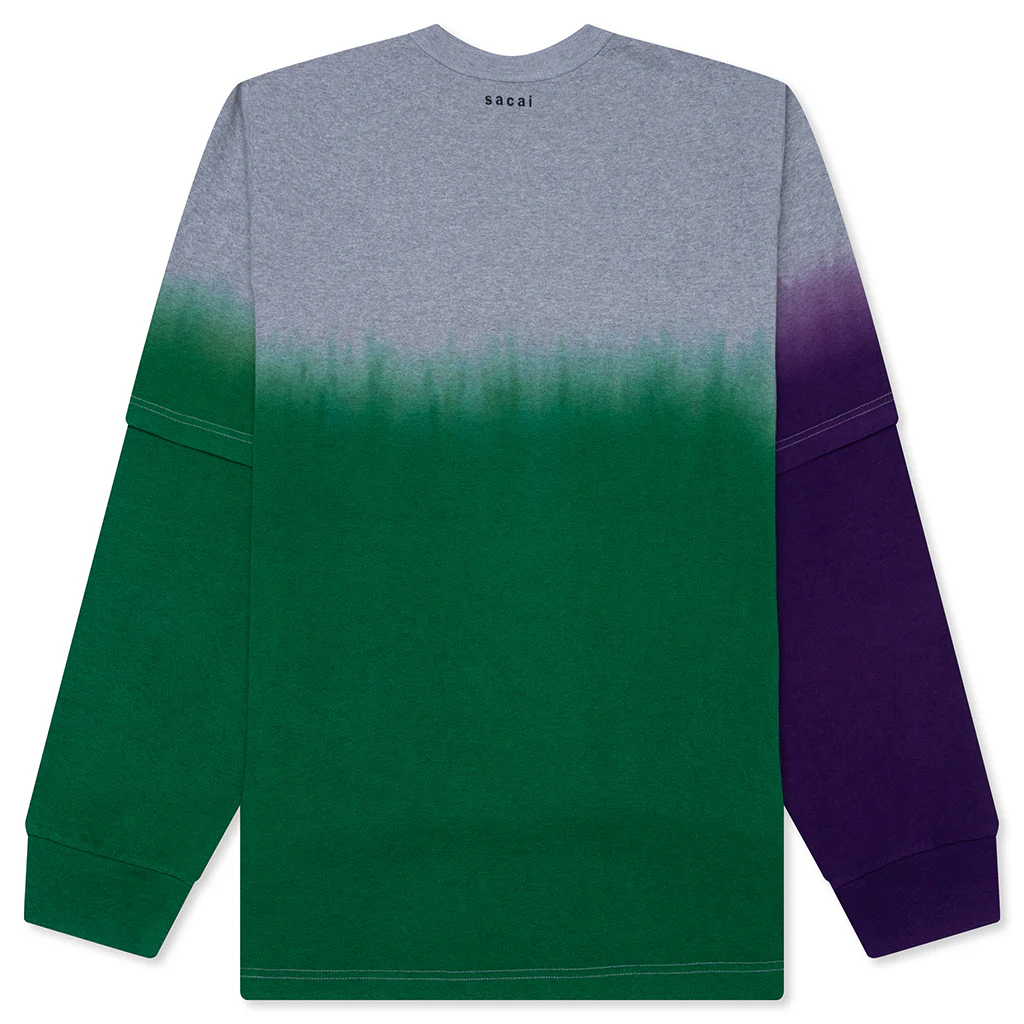 Garment Dye Cotton Jersey L/S T-Shirt - Green - Image 2