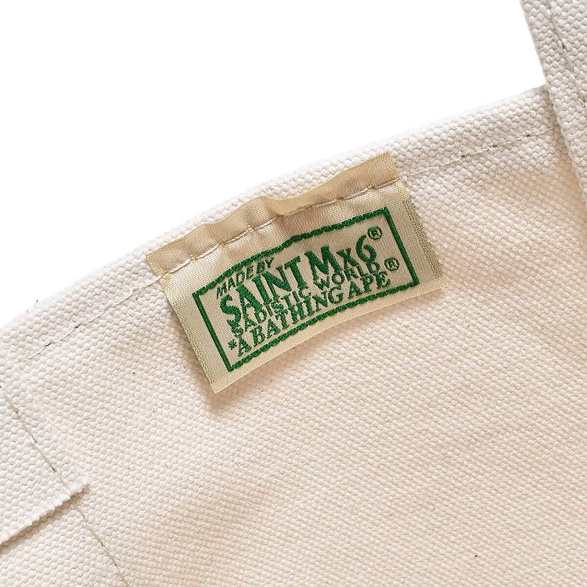 Saint Michael x A Bathing Ape Large Tote Bag - White/Camo - Image 4