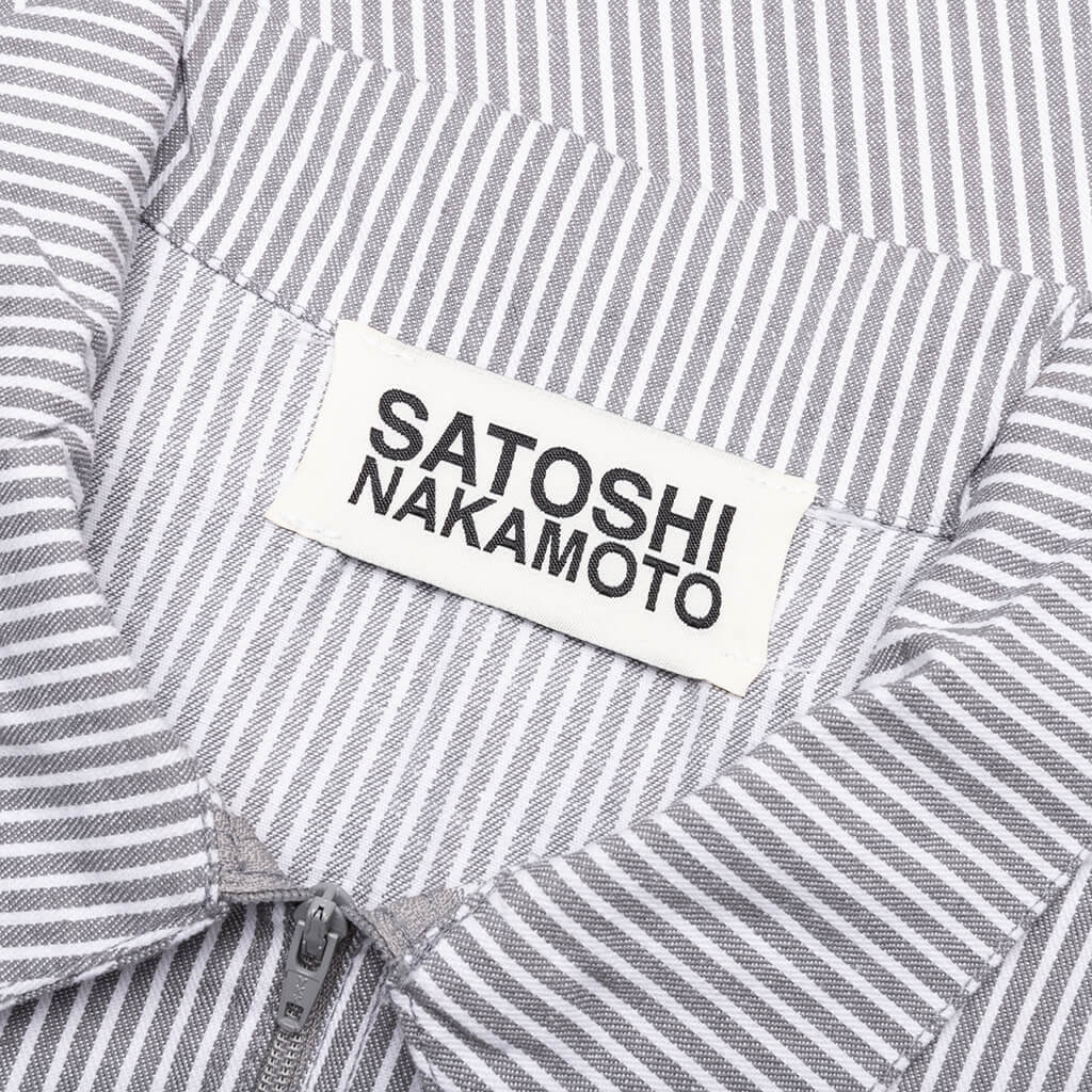 A Lot on My Mind Oversized Workshirt - Grey Stripes - Image 6