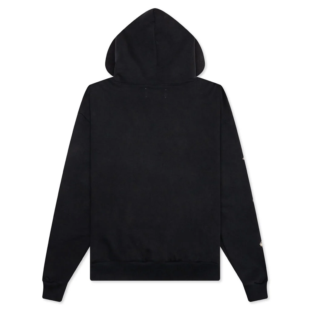 Leather Studded Logo Hoodie - Black - Image 2