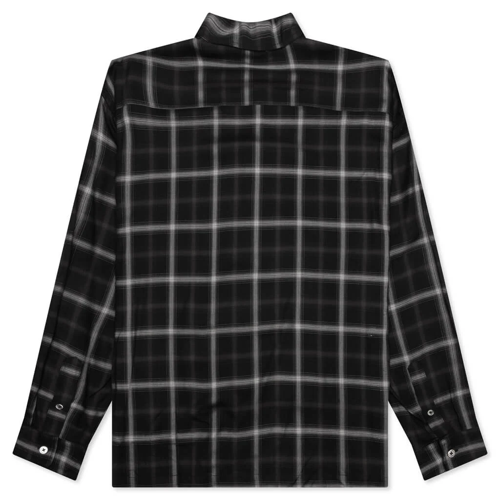 Shadow Plaid Rayon Shirt - Black - Image 2