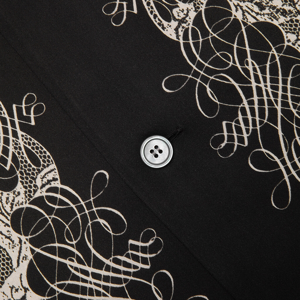 Short Sleeve Button-Down Shirt - Black/Ecru - Image 5