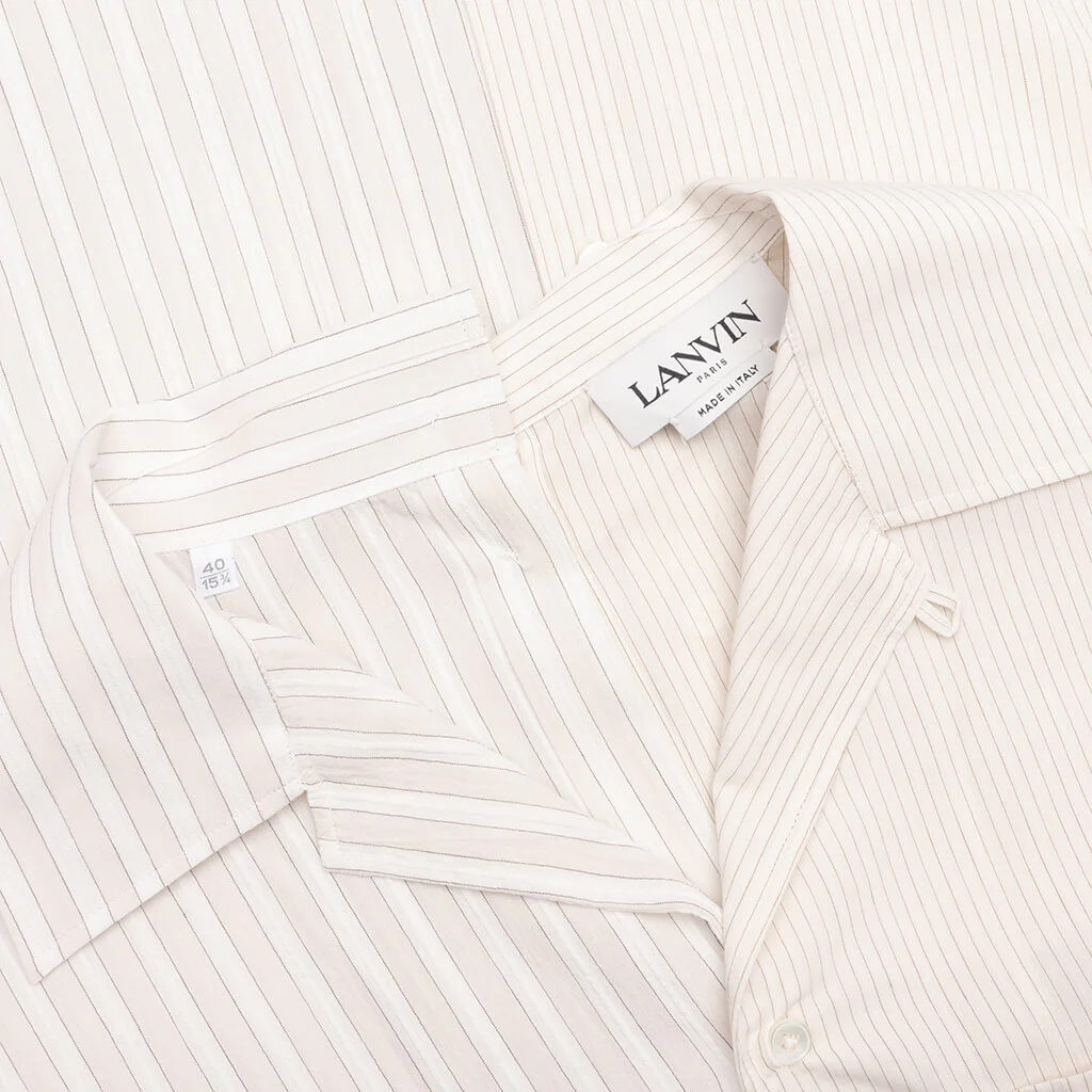 Short Sleeves Asymetric Shirt - Chalk - Image 3