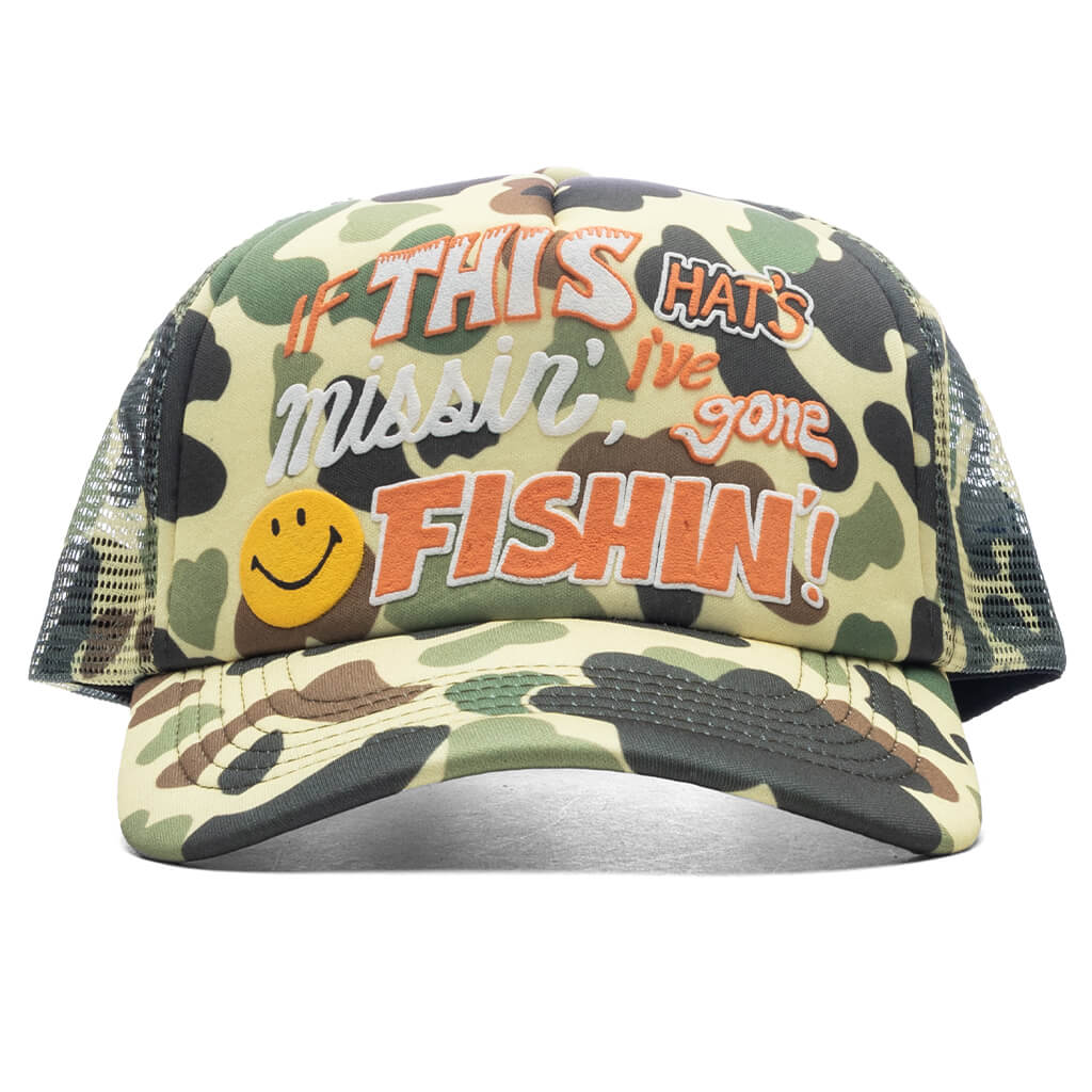 Smiley Camo Trucker Hat - Woodland