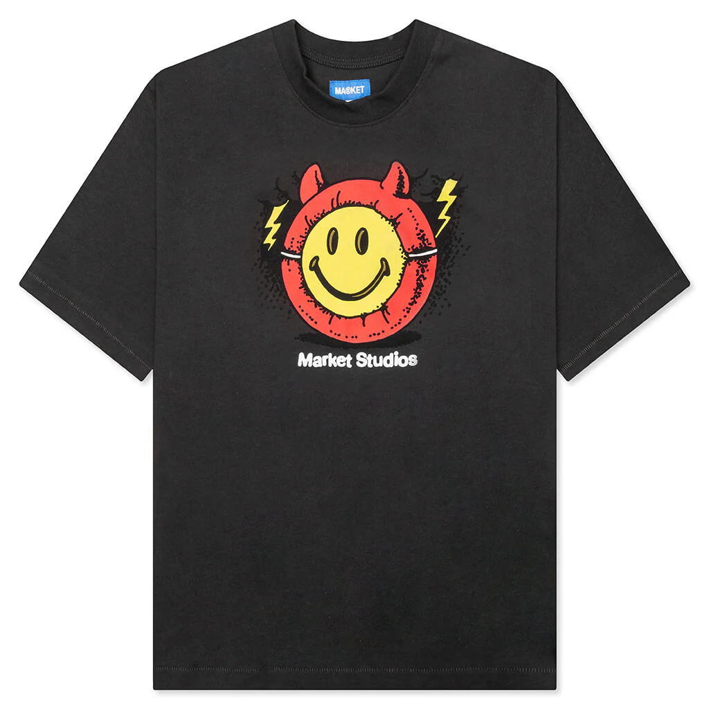 Smiley Masked T-Shirt - Washed Black